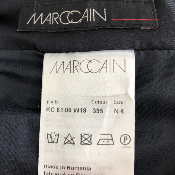 Marc Cain Wide Leg Wool+Poly Lined Cuffed Pinstripe Pants Blk & Gry Sz N4 (US10) - Picture 10 of 12